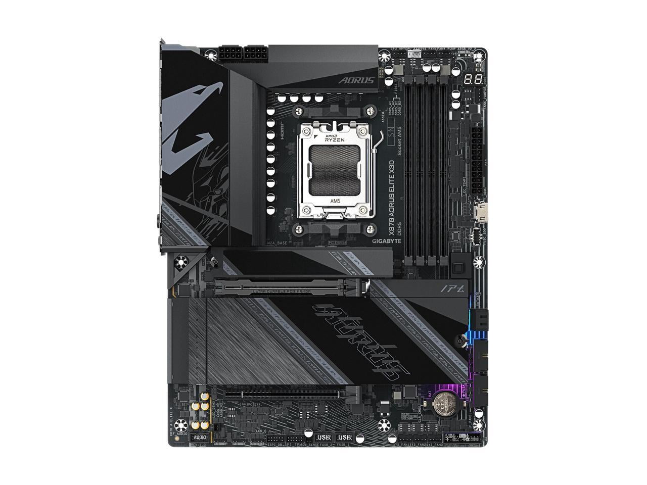 GIGABYTE X870 AORUS ELITE X3D AMD AM5 ATX Motherboard, Supports AMD Ryzen 9000/8000/7000 Series, DDR5, 16+2+2 Power Phase, 4x M.2, PCIe 5.0, USB4, WIFI7, 5 GbE, PCIe EZ-Latch Plus, 5-Year Warranty