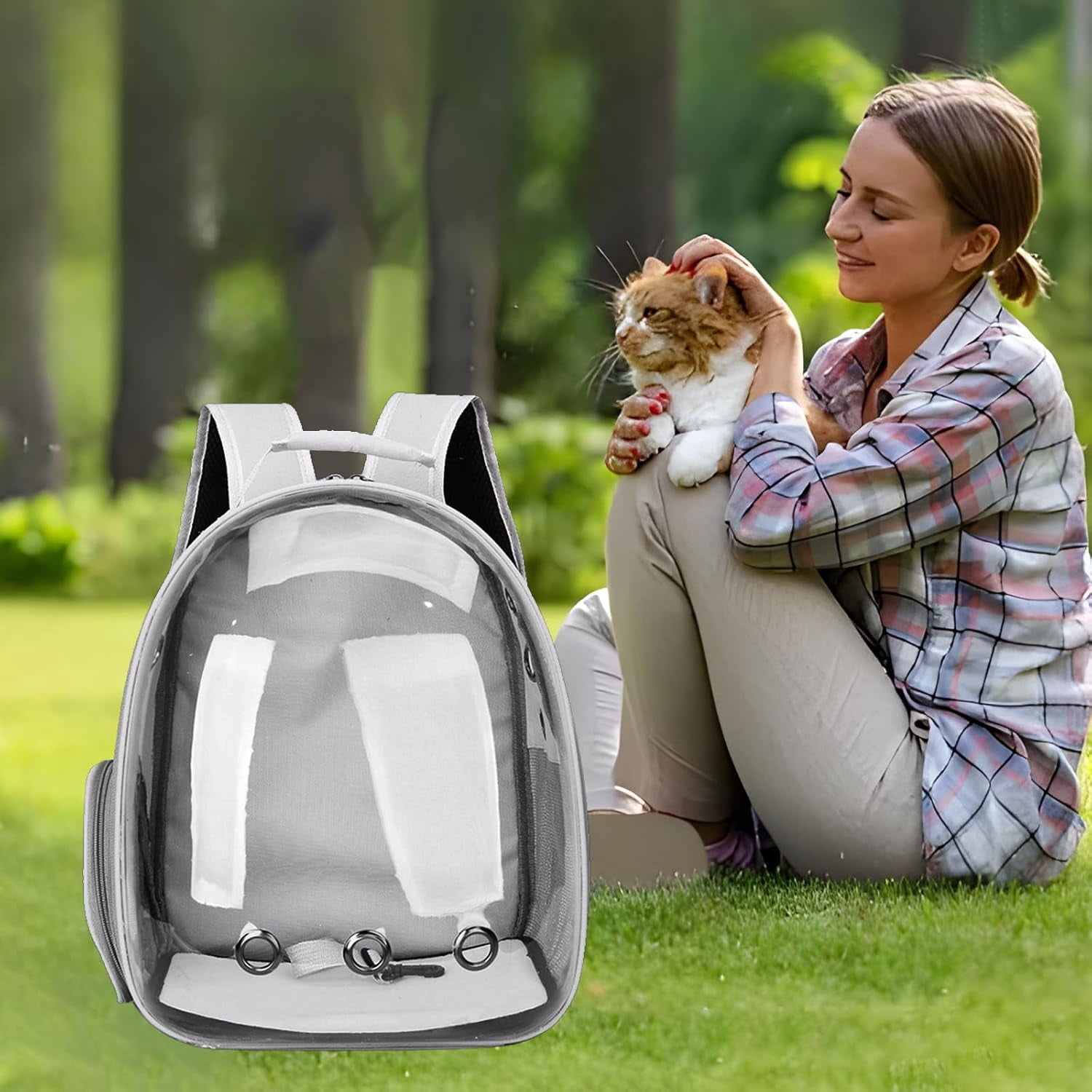 Airline-Approved Cat & Small Dog Backpack Carrier – Transparent Bubble Space Capsule Travel Bag for Hiking & Outdoor Use