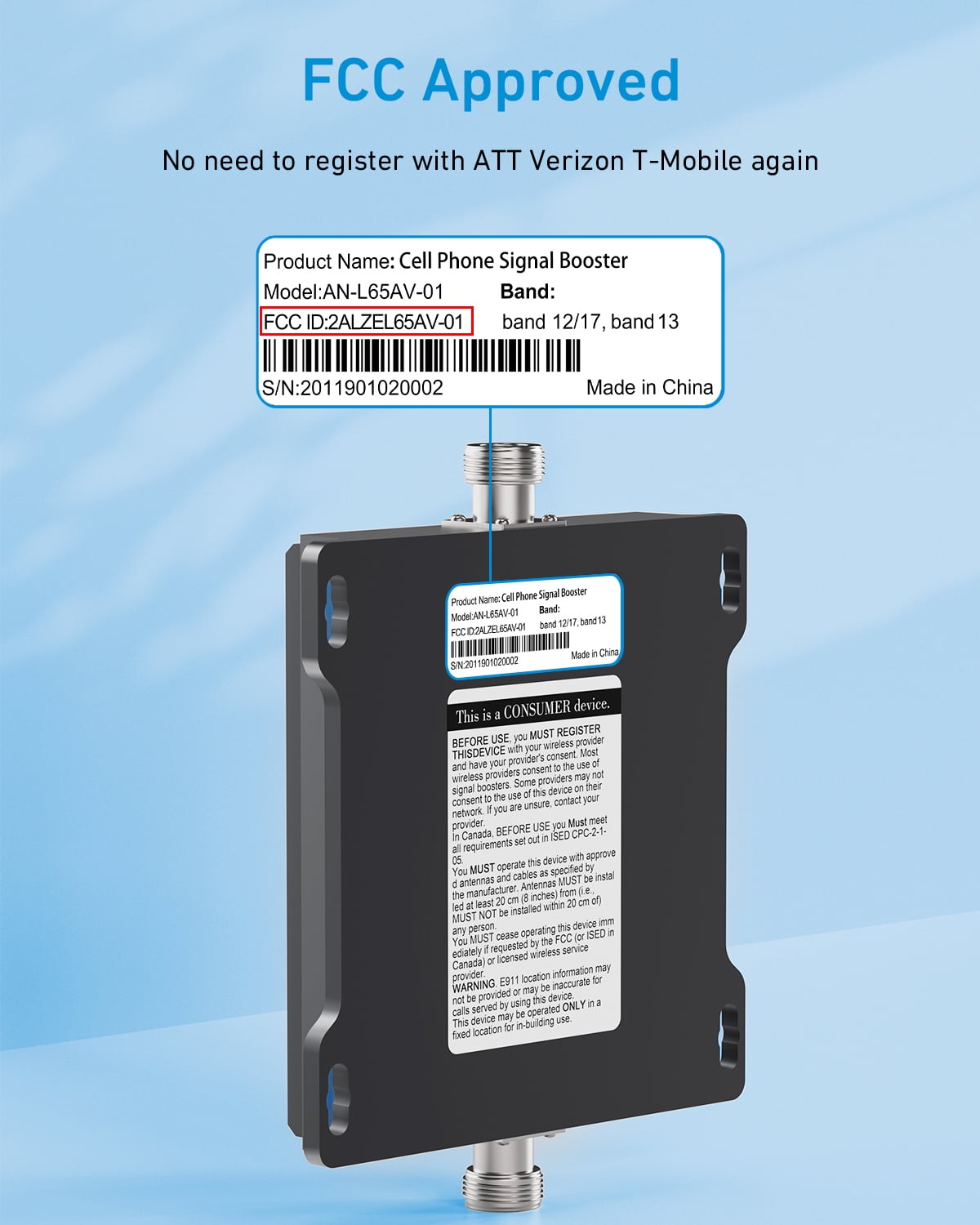Phonetone Cell Phone Booster for Home, Support Band 12 13 17, Boost 5G/4G Signal ,4500sq ft, High Gain Directional Antennas, FCC Approved