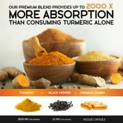 Turmeric Curcumin Supplement 2600mg - 95% Curcuminoids with Organic Turmeric & BioPerine Black Pepper for Best Absorption, Natures Vegan Joint Support, Non-GMO Tumeric, Bottled in USA - 180 Capsules