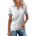 thumbnail image 2 of Womens Polo Shirts Short Sleeve V Neck Golf Shirts Business Casual Workout Collared Blouses Tops Light Gray L, 2 of 5