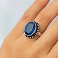thumbnail image 5 of SATYAVIE JEWELLERY 925 Sterling Silver Blue Topaz Ring – Handmade Oval Cut Gemstone Ring, Elegant Silver Statement Jewelry for Women Ring Size US 5, 5 of 5