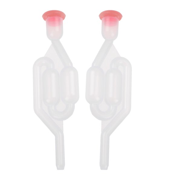 2PCS Home Brew One-way Airlock Wine Stoppers Taper Plug Bubbler Stopper with Cover (Red Cover)