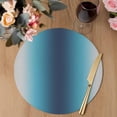 thumbnail image 3 of Blue Teal Grey Ombre Round 13 Inch Placemats Set of 2, Farmhouse Gradient Minimalist HeatResistant Non Slip Place Mats for Dining Table, Wipeable Braided Kitchen Table Mats for Housewarming, 3 of 9
