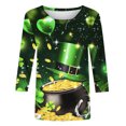 thumbnail image 4 of Fiudx Camisas de Mujer Blusa Holgada con Estampado de Pascua y Cuello Redondo Retro de Manga Tres Cuartos a La Moda para Mujer, 4 of 4