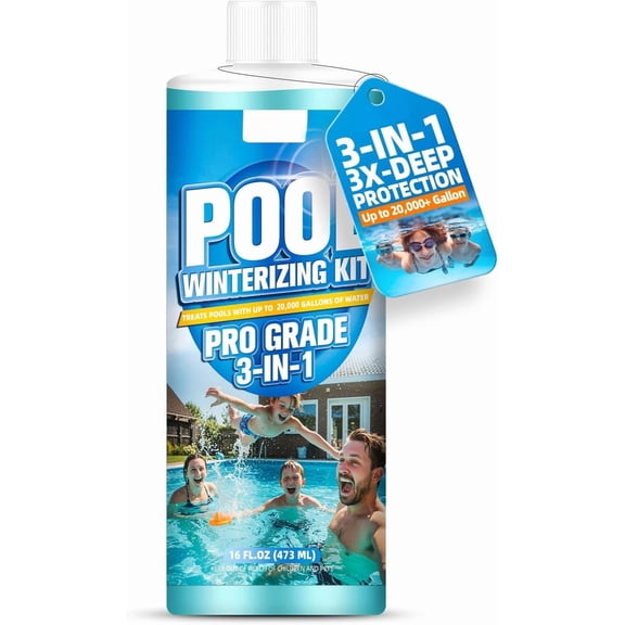 3 in 1 Pool Winter Closing Kit 16OZ - Upgraded Pool Winterizing Kit for Above Ground and Inground Pools, Easy to Use, & Safe Closing Kit, Long Lasting Pool Closer- Up to 20,000 Gallon