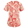 thumbnail image 3 of Scrub Top Women,Women's Valentine's Day Printed Loose-Fit V-Neck Pocket Short-Sleeve Nursing Scrubs Top - Red - L, 3 of 6