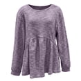 thumbnail image 4 of ClodeEU Women's Long Sleeve Crewneck Empire Waist Shirts,Loose Fit Pleated Flowy Tunic Tops Purple,Womens Plus XXXL, 4 of 5