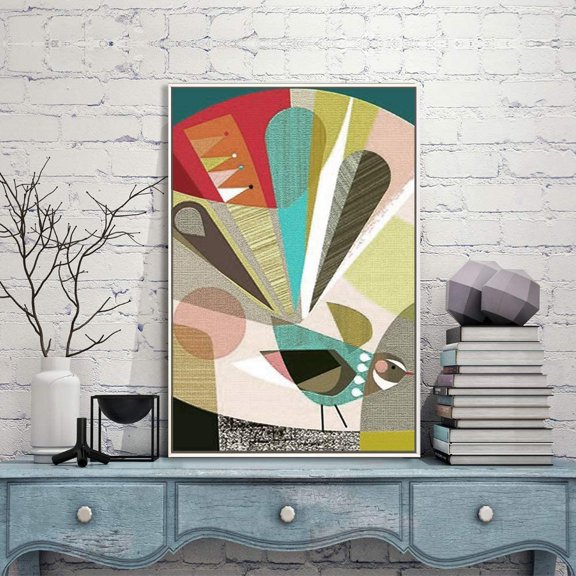 IDEA4WALL Framed Canvas Wall Art Abstract Bird Illustration Prints for Living Room Decor, 16"x24"