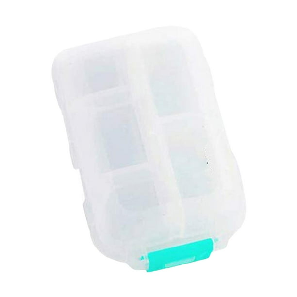 Pastillero de viaje con 10 compartimentos y recordatorio de pastillas. Blanco
