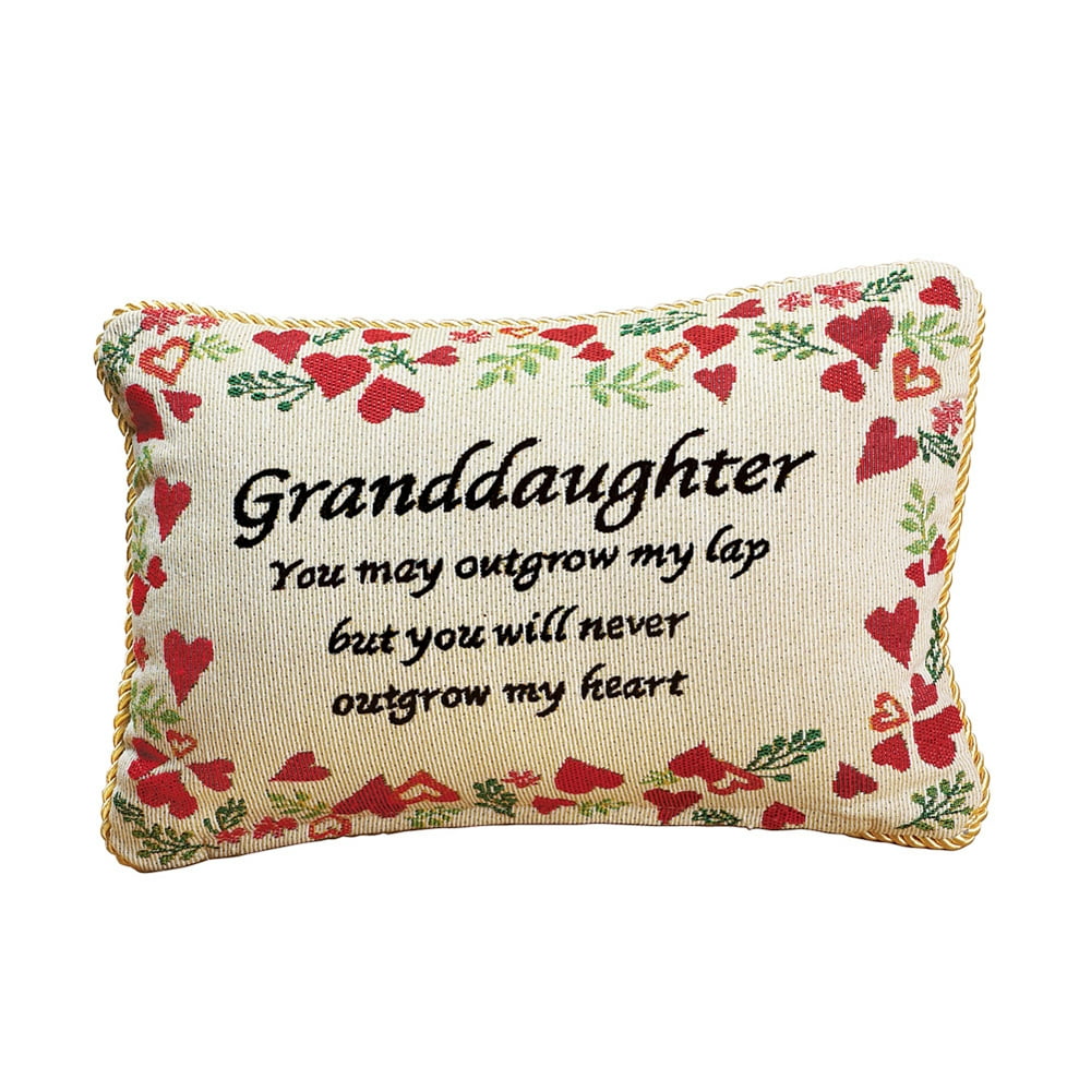 Collections Etc Never Outgrow My Heart Granddaughter Pillow Sentiment ...