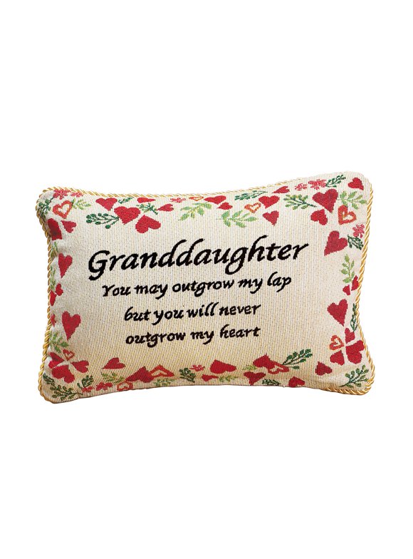 Collections Etc Never Outgrow My Heart Granddaughter Pillow Sentiment Gift