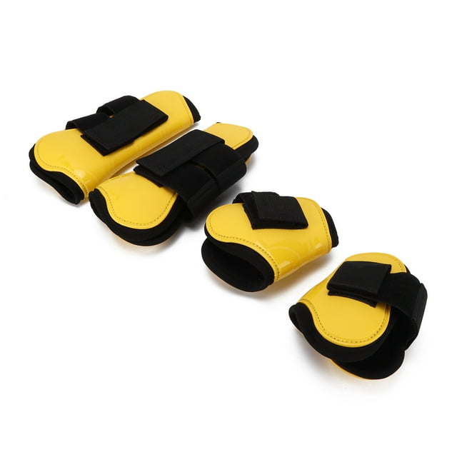Horse Tendon Boots, Quick Release Strong Support Reduce Damage Adjustable Horse Support Boots with Hook and Loop for Riding Shock Absorbing Jumping Protection Yellow