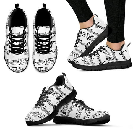 

Music Notes Prints 2022 Mesh Shoes Woman Spring Ladies Shoes Lace-Up Flats Sneakers Women Plus Size Footwear