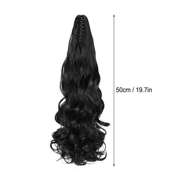 Postizo de cola de caballo con clip, pinza ondulada larga y rizada para mujer, cola de caballo ondulada, pinza para cola de caballo, compacta y ligera