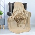 thumbnail image 4 of Zodiac Taurus Soft Flannel Fleece Throw Blanket, Hand Drawn Bull with Ornaments Vintage Antique Design, Cozy Plush for Indoor and Outdoor Use, 50" x 70", Brown and Sand Brown, by Ambesonne, 4 of 5