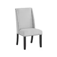 thumbnail image 3 of Black Gray 6Pc Dining Set White Genuine Marble Table Upholstered Wing Back Chair Bench Furniture, 3 of 9