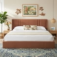 thumbnail image 3 of King Lift up  Large Storage Platform Bed Frame with Fabric Upholstered Wingback 41.73" High Headboard,Ocher, 3 of 14