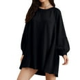thumbnail image 1 of TopLLC Robe à Manches Longues Col Rond Hauteur Genou Mode Décontractée pour Femmes Chandail en Molleton Surdimensionné Robe à Manches Longues Col Rond Robes Patchwork pour Femmes Robe pour Femmes, 1 of 7