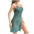 thumbnail image 2 of BRGZLK Women Satin Nightgown Babydoll Lingerie Dress Sexy Sleepwear Mini Slip Chemise Nightwear Green L, 2 of 4