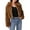 Yellow, variant on Cropped Faux Fur Jacket for Women Long Sleeve Zip Up Lapel Coats Shaggy Warm Outerwear Fall Clothes Coffee L