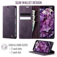 thumbnail image 3 of CaseMe Calf Leather Lining Microfibre Wallet Case For iPhone 18 Pro Max 6.9-inch with RFID Blocking,Magnetic Closure,Card Slots,Cash Slot,Kickstand,Shockproof Flip Folio Protective Phone Case,Purple, 3 of 13