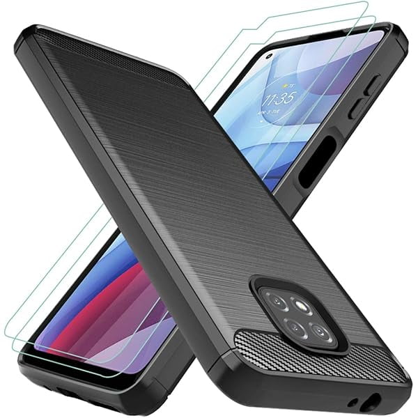 wonima11 Osophter for Moto G Power 2021 Case with 2pcs Screen Protector Shock-Absorption Flexible TPU Rubber Protective Cell Phone Cover for Motorola G Power 2021(Black)