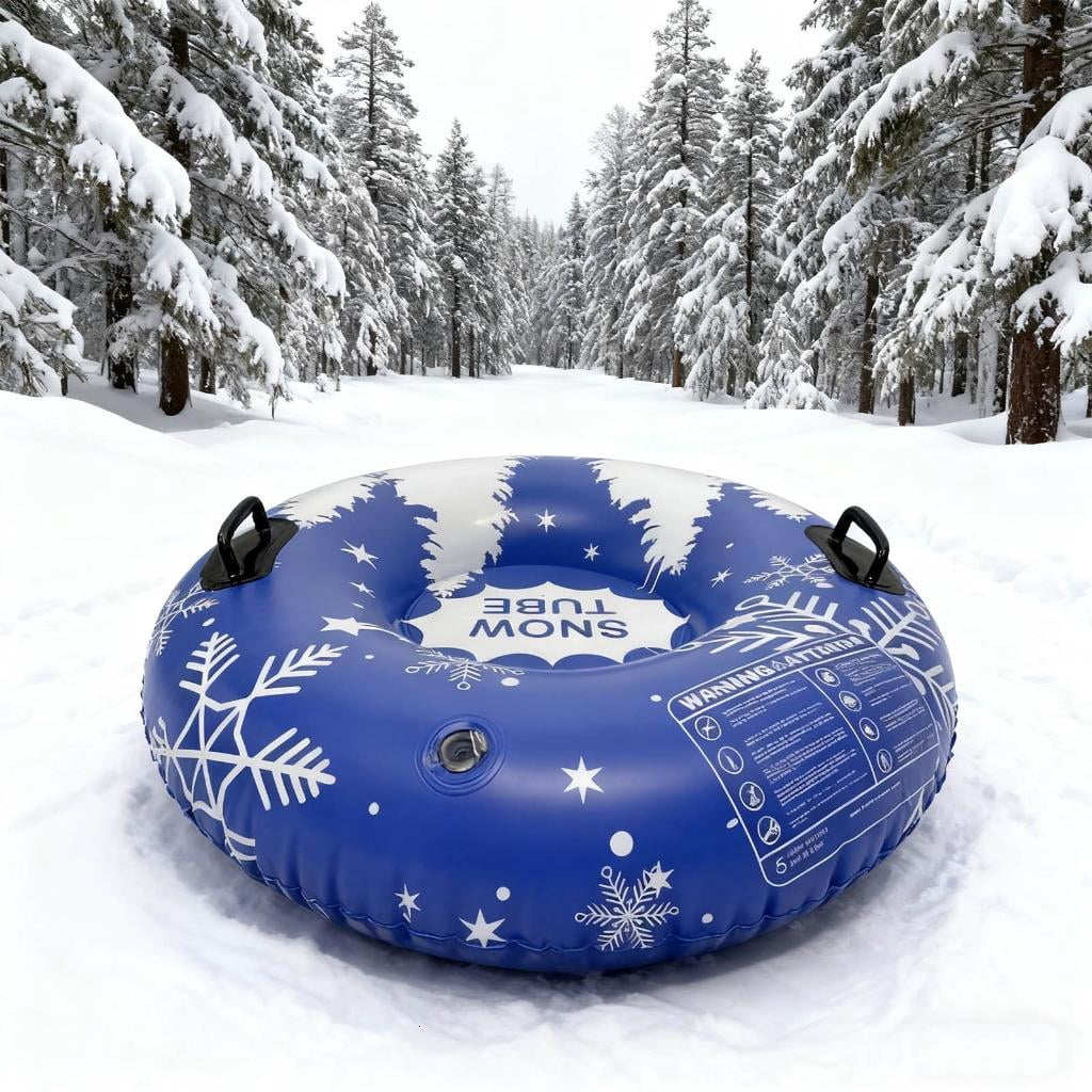 Osdhezcn Inflatable Snow Tube Sled with Handles Inflatable Ski Rings PVC Sledding Tube Protable Winter Snow Sledding Toy