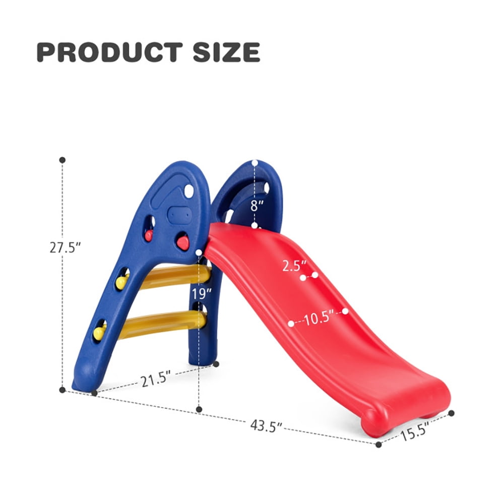 Kadyn Toddler Slide, Climber Slide Playset,2 Step Children Folding Plastic Slide