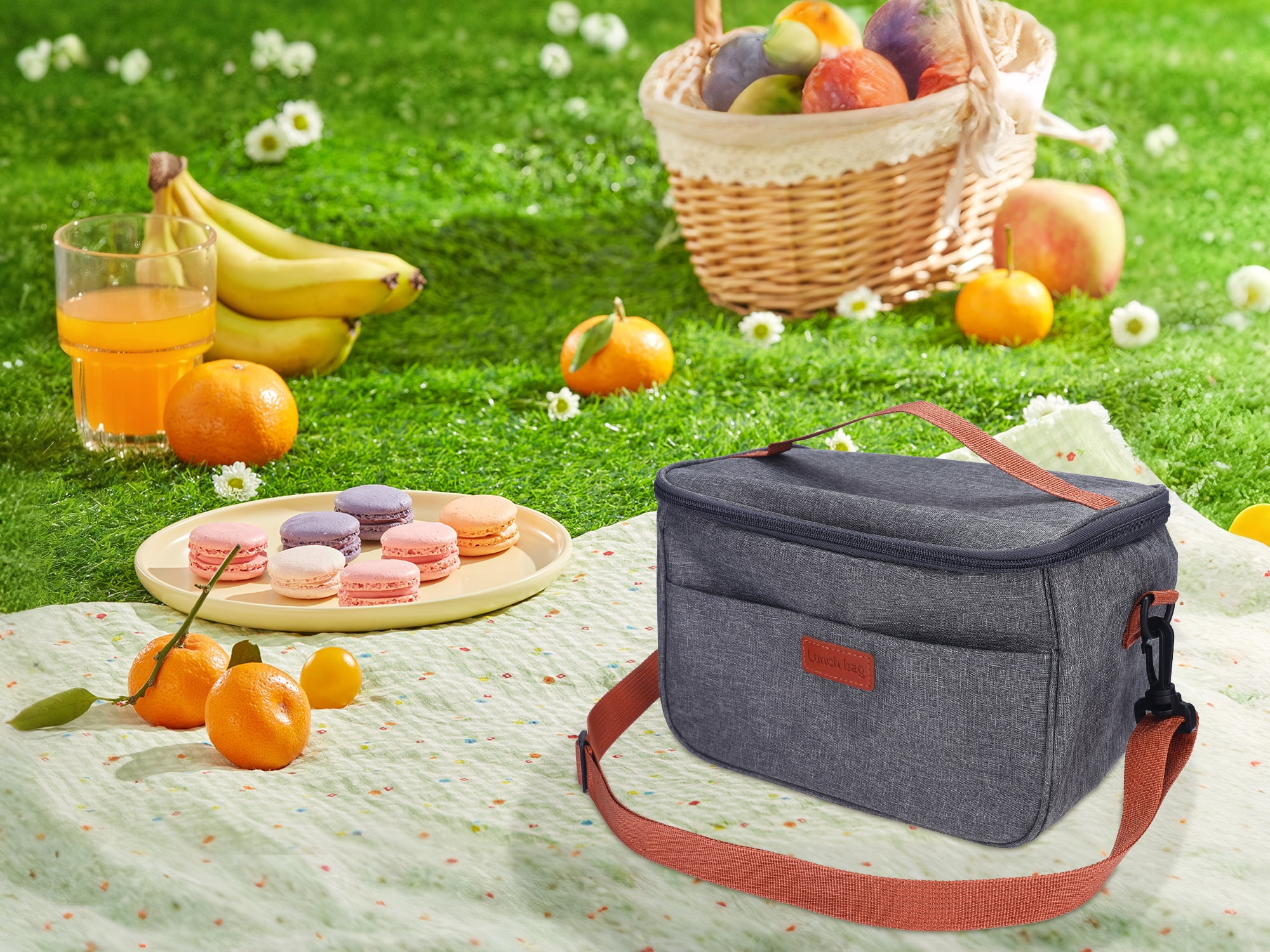 Unique Bargains Insulated Lunch Bag for Office Picnic Gray