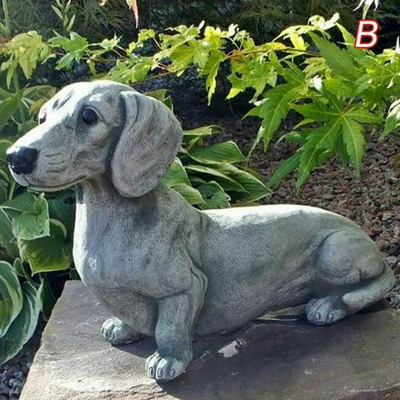 Dachshund Statue Garden Decor Resin Crafts Dog Lover Gift Sculpture Patio Lawn Courtyard Home Decoration(#B)