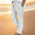 thumbnail image 2 of Afdoent Pants For Men Men’S Solid Color Casual Pocket Side Zipper Wide Leg Pants Elastic Waist Belt Loose Pants Trousers For Men, 2 of 8