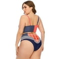 thumbnail image 7 of Women's Plus Size Bikini Sets High Waisted Two Piece Swimsuits V Neck Floral Printed Twist Front Bathing Suits (Pink, XL), 7 of 7