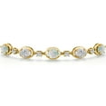 thumbnail image 3 of 18K Gold Plated Silver Simulated White Opal and White Lab Grown Diamond and Moissanite Tennis Bracelet for Women | 4.40 Cttw | October Birthstone | Oval Cabochon 7X5MM | Fully Adjustable 10 inch, 3 of 6
