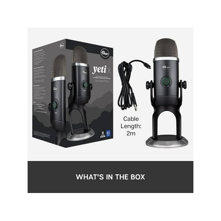 Blue Yeti X Professional USB Condenser Microphone for PC, Mac, Gaming, Recording, Streaming, Podcasting on PC, Desktop Mic with High-Res Metering, LED Lighting, Blue VO!CE Effects - Black