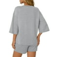 thumbnail image 6 of SUNBS 2 Piece Lounge Sets for Women Pajama 3/4 Sleeve Oversized Tshirts Elastic Waist Short With Pocket, 6 of 6