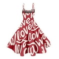 thumbnail image 4 of LWavelet 2026 Valentine's Whimsical Heart Print Sundress, Spaghetti Strap Flared Swing Skirt Valentine's Wear Wine L, 4 of 4