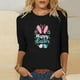 thumbnail image 2 of Mujeres 3/4 Manga Tops Impresión Casual Cuello Redondo Camiseta Top Blusa, Poliéster Toda la Temporada, 2 of 4