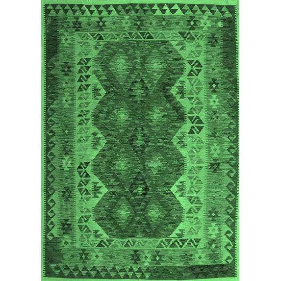 Ahgly Company Indoor Rectangle Oriental Emerald Green Traditional Area Rugs, 2' x 4'