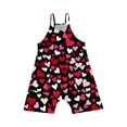 thumbnail image 3 of FAHXNVB Girls Summer Romper Hearts Print Sleeveless V Neck Jumpsuit Short Outfits with Pocket One Piece Casual Clothes 5-14 Years, 3 of 4