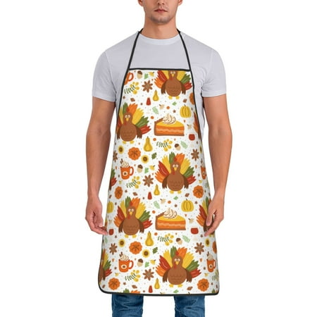 

Gaeub Thanksgiving With Turkey Print Apron for Men and Women Waterproof Apron for Cooking Dishwashing Lab Butcher Dog Grooming