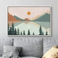 thumbnail image 2 of PixonSign Framed Canvas Print Wall Art Pastel Mountain Tree Forest Lake Nature Wilderness Illustrations Modern Art Decorative Boho Minimal Relax/Zen - 24"x36" White, 2 of 5