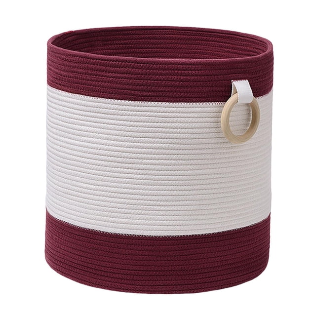 Cesta tejida para guardar ropa, ropa de bebé, juguetes, ropa y mascotas. rojo y blanco