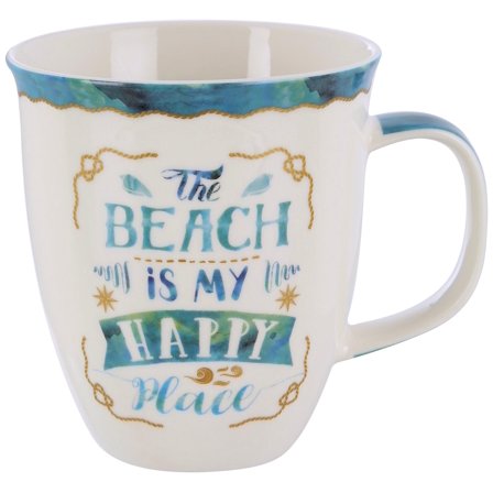 Cape Shore Harbor Coffee Tea Mug Cup, Beach Is My Happy Place Gifts for Birthday Christmas, 15 Oz