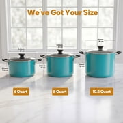 Cook N Home Professional 10.5 Quart Nonstick Stock Pot with Lid, Riveted Handles, Big Soup Pot for Holiday Feasts, Stockpot with Even Heating, Induction Cookware, Oven & Dishwasher Safe, Turquoise
