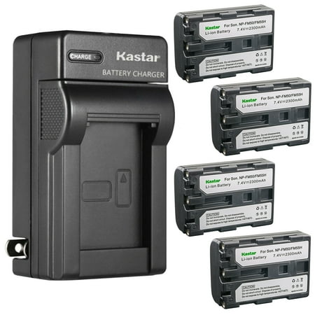Kastar 4-Pack Battery and AC Wall Charger Replacement for Sony NP-FM30 NP-FM50 NP-FM55H NP-QM50 NP-QM51 NP-FM70 NP-FM71 NP-QM71 NP-QM71D NP-FM90 NP-FM91 NP-QM91 NP-QM91D Battery