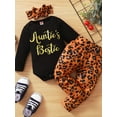 thumbnail image 2 of Dooleck Auntie Baby Girl Clothes Long Sleeve Bodysuit Leopard Halen Pants Outfit Set, 2 of 6