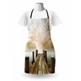 thumbnail image 3 of Autumn Apron, Old Wooden Jetty on a Lake Fallen Leaves and Foggy Forest in Distance, Unisex Kitchen Bib with Adjustable Neck for Cooking Gardening, Adult Size, Pale Brown Green Tan, by Ambesonne, 3 of 4