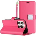 thumbnail image 5 of Entronix Wallet Case for Apple iPhone 16,[6 Card Slots] PU Leather Credit Holder Folio Flip Kickstand Lanyard Phone Cover, Hot Pink, 5 of 5
