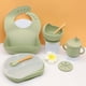 thumbnail image 2 of Plato de silicona para la cena, babero para bebé, cuenco para bebé, vajilla para niños, mantel individual, cuchara, tenedor, juego de taza para refrigerio resistente a caídas, 2 of 6